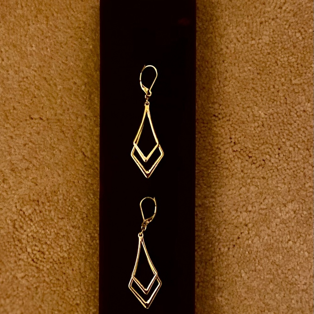 Earrings Gold Tone Geometric Drop